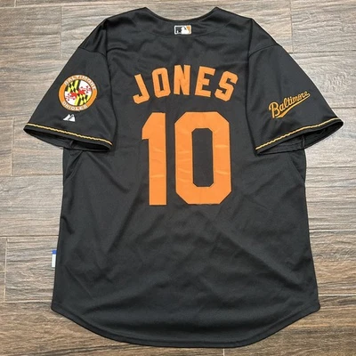 Adam Jones Baltimore Orioles #10 Majestic Black Alternate Jersey W/ Team Patch  - Image 1 of 4