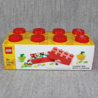 LEGO 4023 Red Lunch Box 8 Knobs 2x4 Brick Storage Container Classic Box New - Bild 1 von 4
