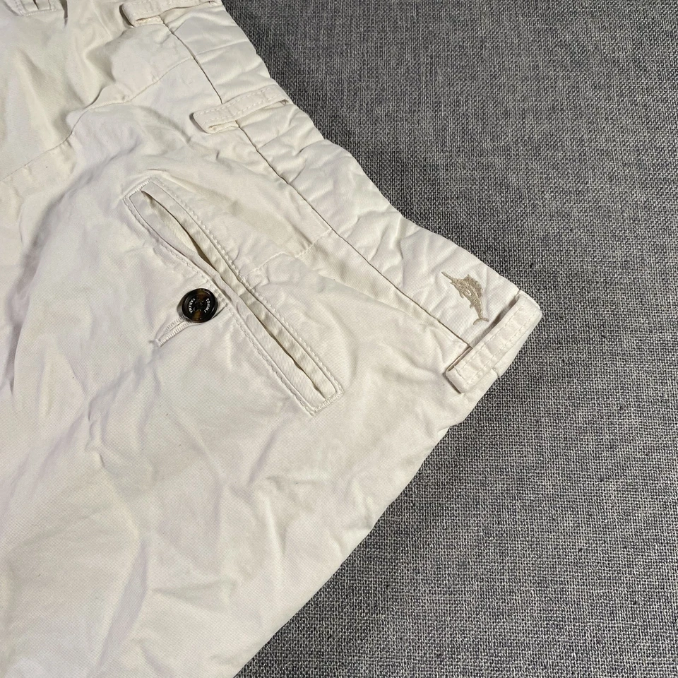 Tommy Bahama Pantalones Cortos Para Hombres 36 Beige Frente Plano Informal Golf Chino Bolsillos Traseros Foto 1 de 4