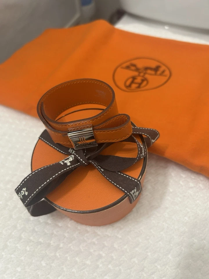 Brazalete Pulsera Cuero Hermes “Artemisa” Icónico Color Naranja. Foto 1 de 4