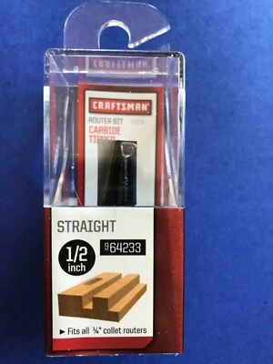 Craftsman 1/2" Straight Bit Carbide 1/4" Shank Router Bit 964233 - Image 1 of 2