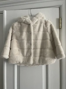 Apparis Kids' Goldie Faux Fur Hooded Jacket, ivory, size 8 - Picture 1 of 7