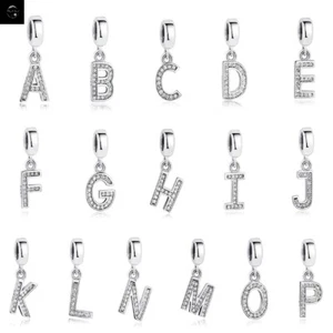 Sterling Silver 925 Charm Alphabet Letter A-Z Pendant Dangle - Family Initials - Picture 1 of 294