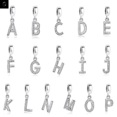 Sterling Silver 925 Charm Alphabet Letter A-Z Pendant Dangle - Family Initials - Изображение 1 из 4
