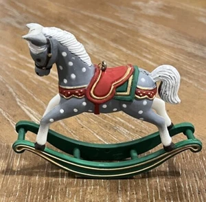 Vintage Gray Spotted Rocking Horse Holiday Christmas Tree Ornament - Picture 1 of 7