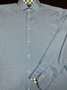 Neiman Marcus Mens Button Front Long Sleeve Cotton Plaid Shirt Medium M - Picture 1 of 4