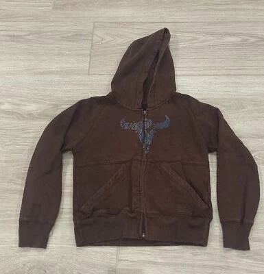 Chaqueta con Capucha ARIAT Niños Marrón Cremallera Completa Talla Mediana (10-12) Rancho Vaquero Western Foto 1 de 4