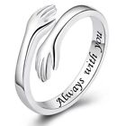 925 Sterling Silver Love Hug Ring Band Open Finger Adjustable Womens Jeweller Au