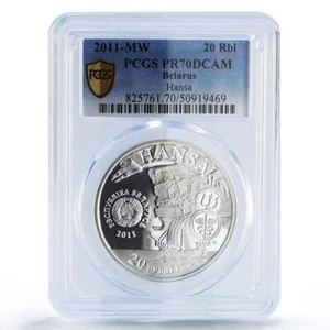 Belarus 20 roubles Polotsk Hansa Ship Clipper History PR70 PCGS silver coin 2011 - Picture 1 of 2