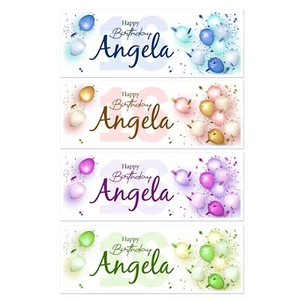 BANNER BUON COMPLEANNO PERSONALIZZATO BAMBINA DONNA DECORAZIONE PARETE NOME ETÀ - Foto 1 di 10