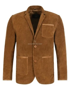 MILANO SPORTS BLAZER COAT TAN Suede Classic Tailored Soft 100% Real Suede Jacket - Picture 1 of 7