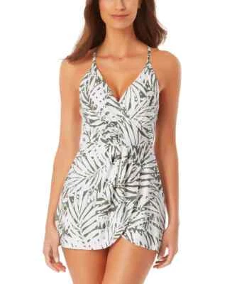 Anne Cole L80912 白色签名女式棕榈微风游泳连衣裙 16 码 — 第 1/4 张图片