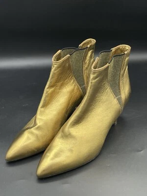 Walter Steiger Gold Leather Ankle Boots Hand Made in Italy NEW Size 38/7.5 - Изображение 1 из 4