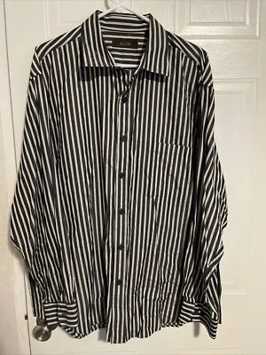 Camisa Tasso Elba LS Vestido Negro Azul Amarillo Rayas 100% Algodón Para Hombre Talla XXL Foto 1 de 4