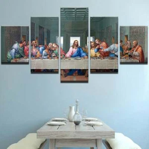 Multi Panel Print Last Supper Canvas Wall Art Upper Room Piece Jesus Disciples - Picture 1 of 9