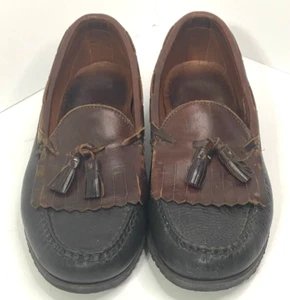 Men's Dress Shoes Loafers 11D Allen Edmonds Nashua Black/Brown Leather Kiltie - Picture 1 of 10