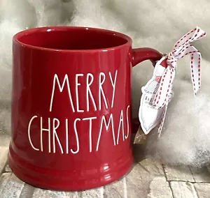 Rae Dunn FROHE WEIHNACHTEN DUNKELROT WEISS 26 Unzen GROSSER BECHER KAFFEE HEISSER KAKAO NEU - Bild 1 von 4