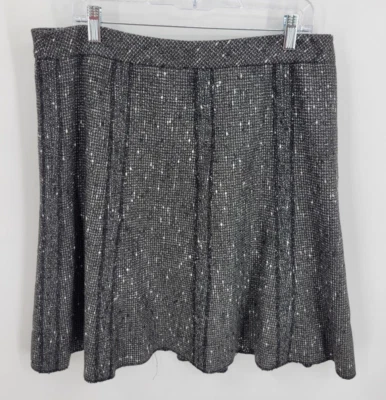 Coldwater Creek Skirt Womens 14 Gray Tweed Flared Lined Career A-Line Raw Hem - Image 1 of 4