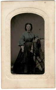 Pretty American Lady Wearing Tinted Top in Bedroom Tintype 2.5" x 4" Card - Picture 1 of 5