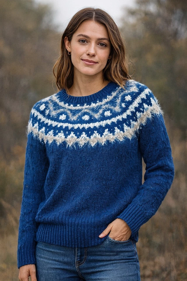Suéter tejido azul Fair Isle Urban Outfitters BDG para mujer talla pequeña Foto 1 de 4