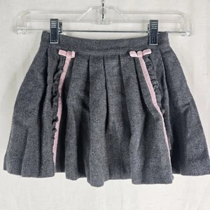 Janie And Jack Girls Size 5T Toddler Wool Blend Gray Pink Pleated Skirt - Picture 1 of 11