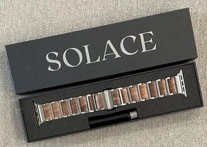 Solace Apple Watch Ridge Band Silver Stainless Steel -Walnut 38/40/41 MM - New - Picture 1 of 6
