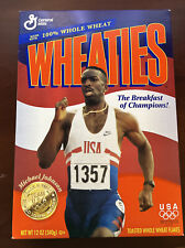 Wheaties Full Box Michael Johnson Gold Medal Winner 1996 Atlanta Games. Unopened