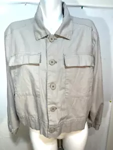 Catherine Melandrino Mujer Blazer Chaqueta Bomber Mezcla de Lino Natural Safari Arena - Imagen 1 de 6