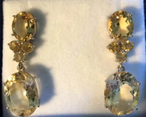SS CITRINE EARRINGS 22.40 CT - Picture 1 of 4