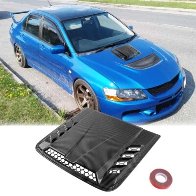 Carbon Air Flow Hood Scoop Bonnet Vent Cover Decor Kit For Mitsubishi Lancer EVO — 第 1/4 张图片