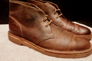 Clarks Brown Leather Distressed Desert Low Boots Lace-Up Size Men's Size 10 M - Picture 1 of 17