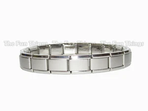 Bracciale 9mm Charm Italiano 18 Link Starter Finitura Argento Spazzolato - Foto 1 di 2