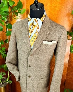 PAUL SMITH Made In Italy Wool Notched Lapel Brown Cream Suit Jacket Blazer 44 46 - Picture 1 of 12