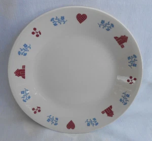 5 PIATTI PANE INSALATA CORELLE HOMETOWN CUORI CASE BEIGE ROSSO 6 3/4" - Foto 1 di 1