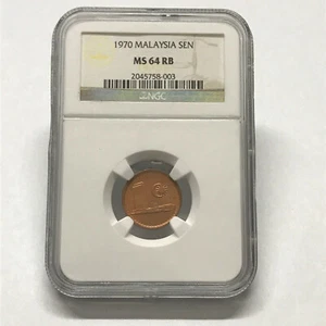 Malaysia 1 Sen Coins (1970) Parliament coins Key date NGC MS 64 RB - Picture 1 of 4
