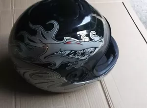Motorcycle Helmet Fulmer Size S Black, Full w Dragon Graphics - Picture 1 of 6