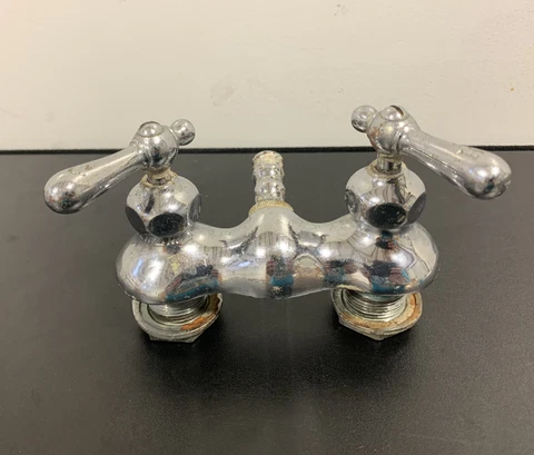 Vintage Hot Cold Water Faucet Nickel Or Chrome Over Brass Made by “W Keystone W” Cover