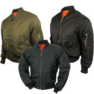 Mens Bomber Jacket MA1 Army Pilot Biker Military Security Padded Harrington Coat - Picture 1 of 7
