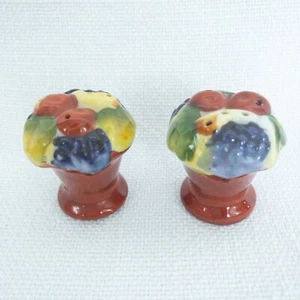 Mini Salt & Pepper Shakers Fruit Basket Hand Painted Made In Japan Vintage MCM - Picture 1 of 4