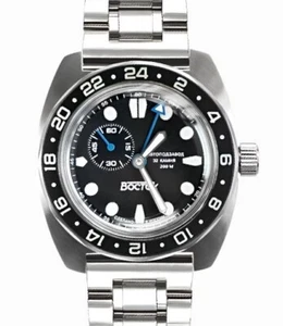 Vostok Amphibia 17036B GMT Watch Batman Automatic USA Seller - Picture 1 of 13