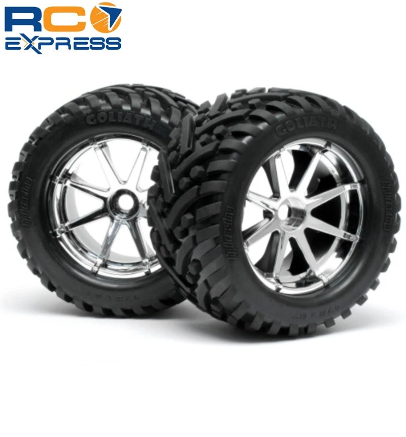 HPI Racing Mounted Goliath Tires Blast Wheels Chrome (2) HPI4727 - Image 1 of 1