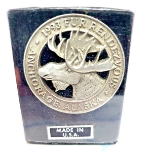 1993 Alaska Pelz Rendezvous Zinnnadel Elch, hergestellt in den USA neu im Etui - Bild 1 von 4