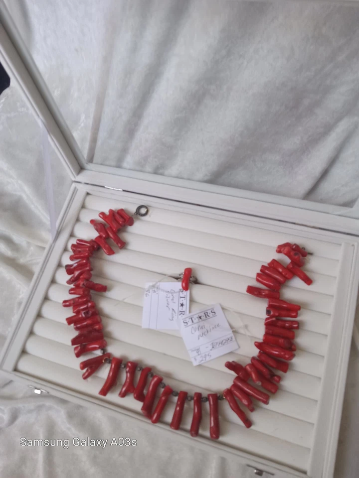 COLAR E ANEL CORAL VERMELHO - Imagem 1 de 4