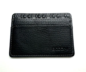 NWT Boconi RFID Black Pebble Leather Card Wallet - Picture 1 of 4