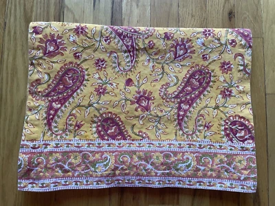 Table Runner Pottery Barn Cotton Paisley Yellow Mustard Table Runner 16”x88” - Image 1 of 4
