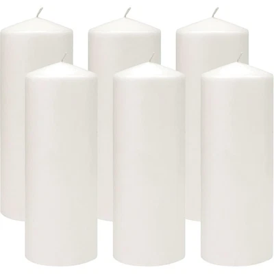Unscented White Tall Pillar Candles, 80 Hour Burning Candle Pillars, Perfect ... - Image 1 of 4