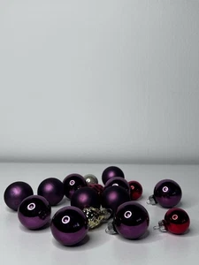 Christbaumkugeln Set Lila & Rot – 14 Stück aus Glas, teils matt & glänzend - Bild 1 von 2