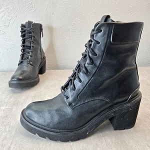 Botas de Combate Frye Cuero Negro Grunge Con Cordones Grueso Plataforma Senderista Botín Talla 8 - Imagen 1 de 12