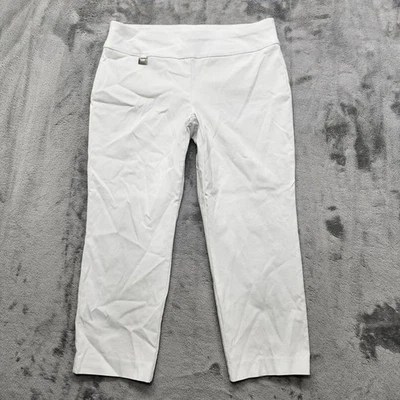 Calça Alfani Feminina 6 Branca Cintura Média Crop Perna Magra Controle de Barriga Capri - Imagem 1 de 4