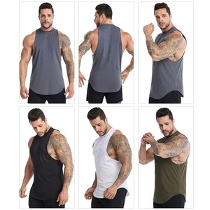 Mens Fitness Sleeveless Muscle Tee Solid Blank Tank T Shirt Hot Summer Gym Top - Picture 1 of 14